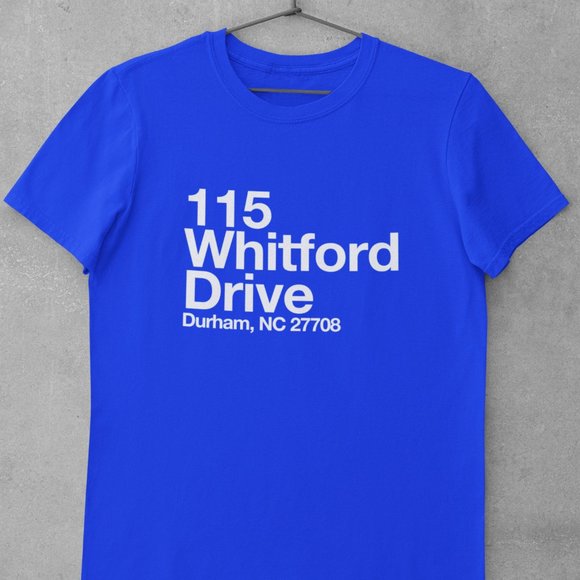 115 Whitford Drive, Durham North Carolina Shirt, Duke, Blue Devils, Bask Stadium - Picture 1 of 1